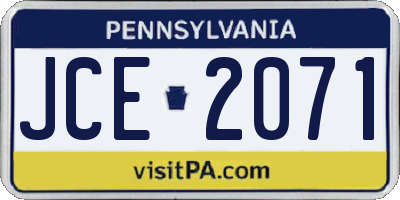 PA license plate JCE2071