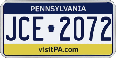 PA license plate JCE2072