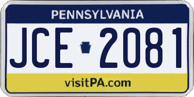 PA license plate JCE2081