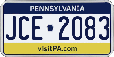 PA license plate JCE2083
