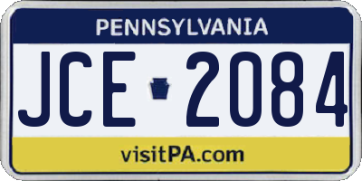 PA license plate JCE2084