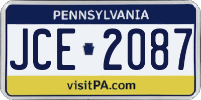 PA license plate JCE2087