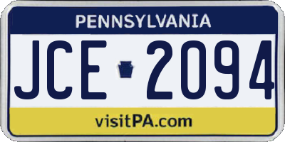 PA license plate JCE2094