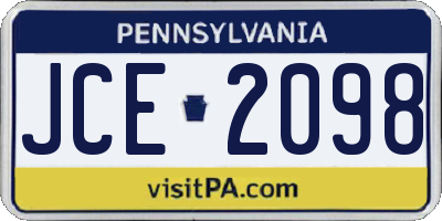 PA license plate JCE2098