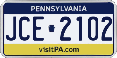 PA license plate JCE2102