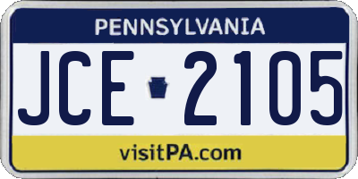 PA license plate JCE2105