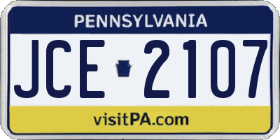 PA license plate JCE2107