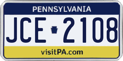 PA license plate JCE2108