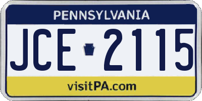 PA license plate JCE2115