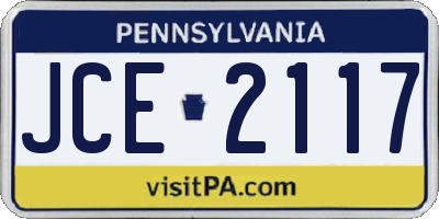 PA license plate JCE2117