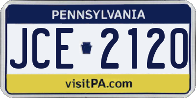 PA license plate JCE2120