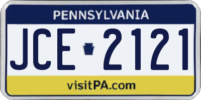PA license plate JCE2121