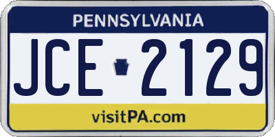 PA license plate JCE2129
