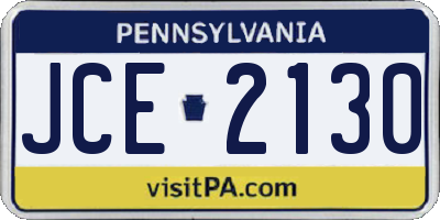 PA license plate JCE2130