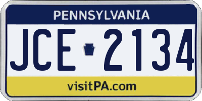 PA license plate JCE2134