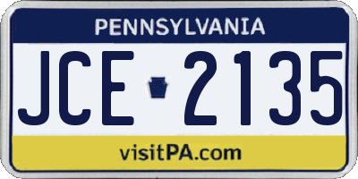 PA license plate JCE2135