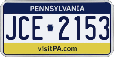 PA license plate JCE2153