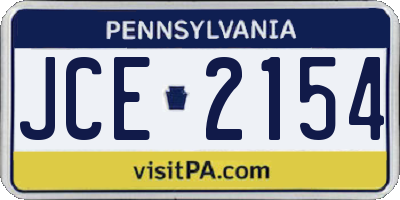 PA license plate JCE2154