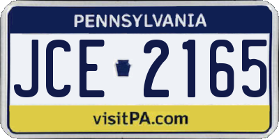 PA license plate JCE2165