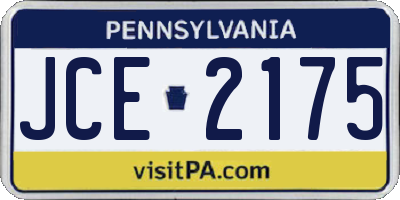 PA license plate JCE2175