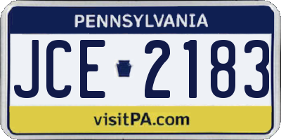 PA license plate JCE2183