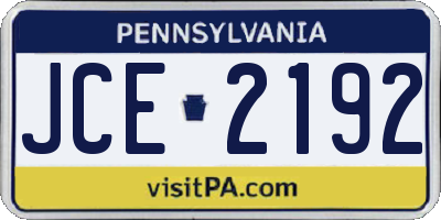 PA license plate JCE2192