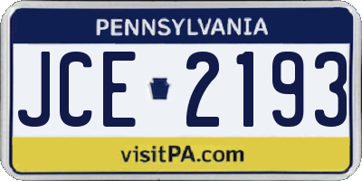 PA license plate JCE2193