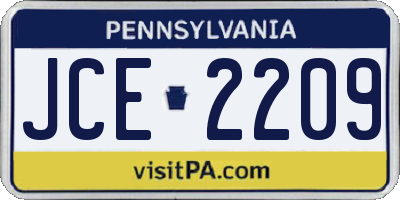 PA license plate JCE2209