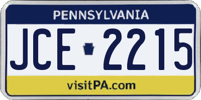 PA license plate JCE2215