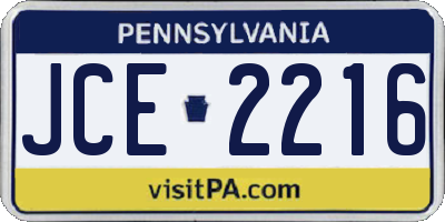 PA license plate JCE2216