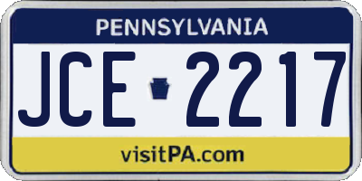 PA license plate JCE2217