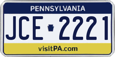 PA license plate JCE2221
