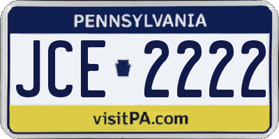 PA license plate JCE2222