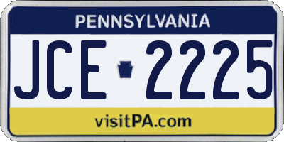 PA license plate JCE2225