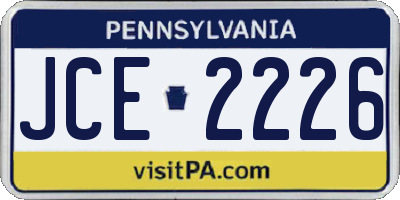 PA license plate JCE2226