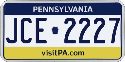 PA license plate JCE2227