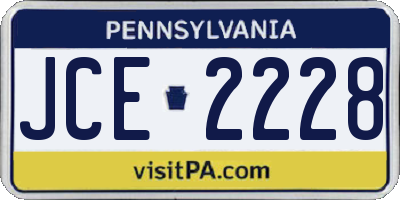 PA license plate JCE2228