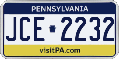 PA license plate JCE2232