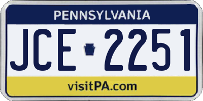 PA license plate JCE2251