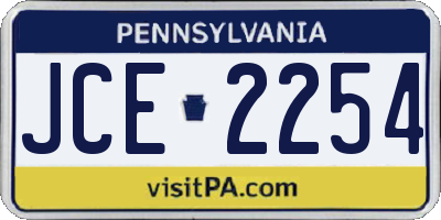 PA license plate JCE2254