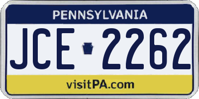 PA license plate JCE2262