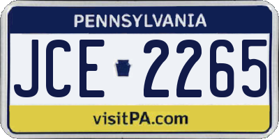PA license plate JCE2265