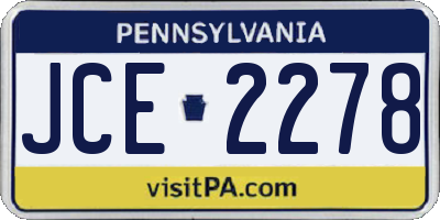PA license plate JCE2278