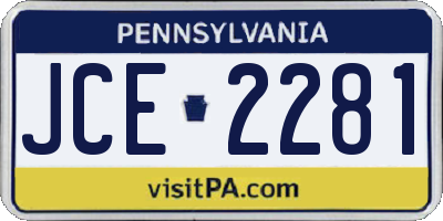 PA license plate JCE2281