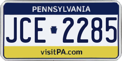 PA license plate JCE2285