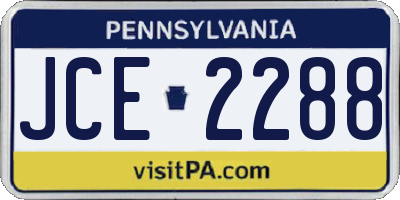 PA license plate JCE2288