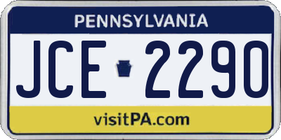 PA license plate JCE2290