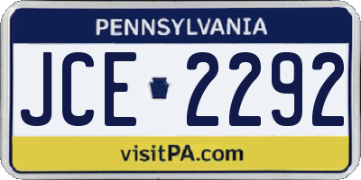 PA license plate JCE2292