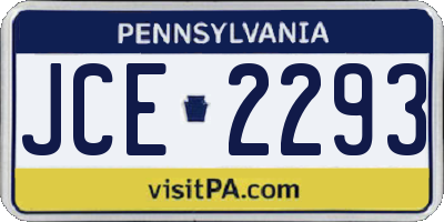 PA license plate JCE2293