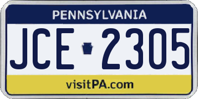 PA license plate JCE2305